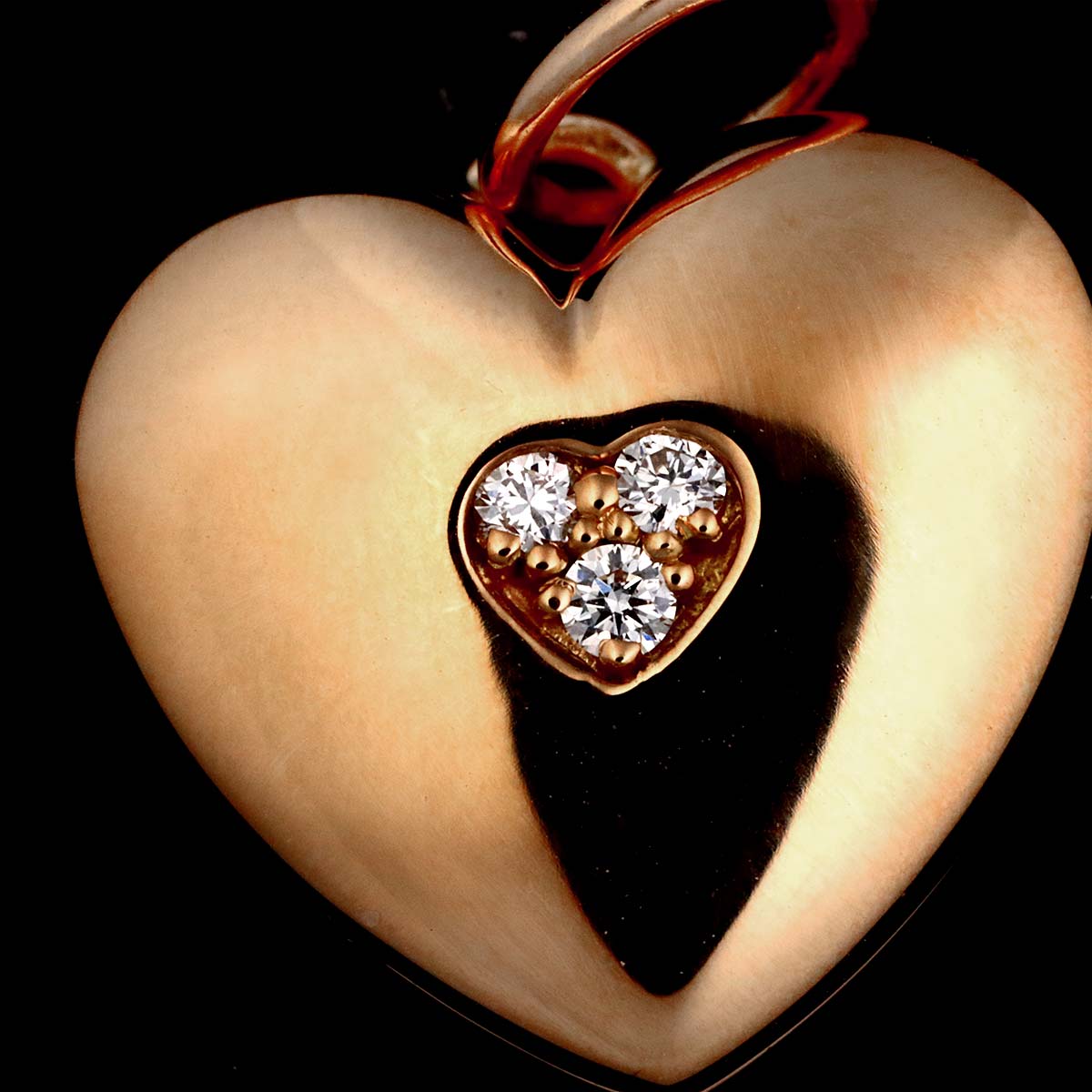 Heart Diamond Pendant Top 18K Pink Gold 750