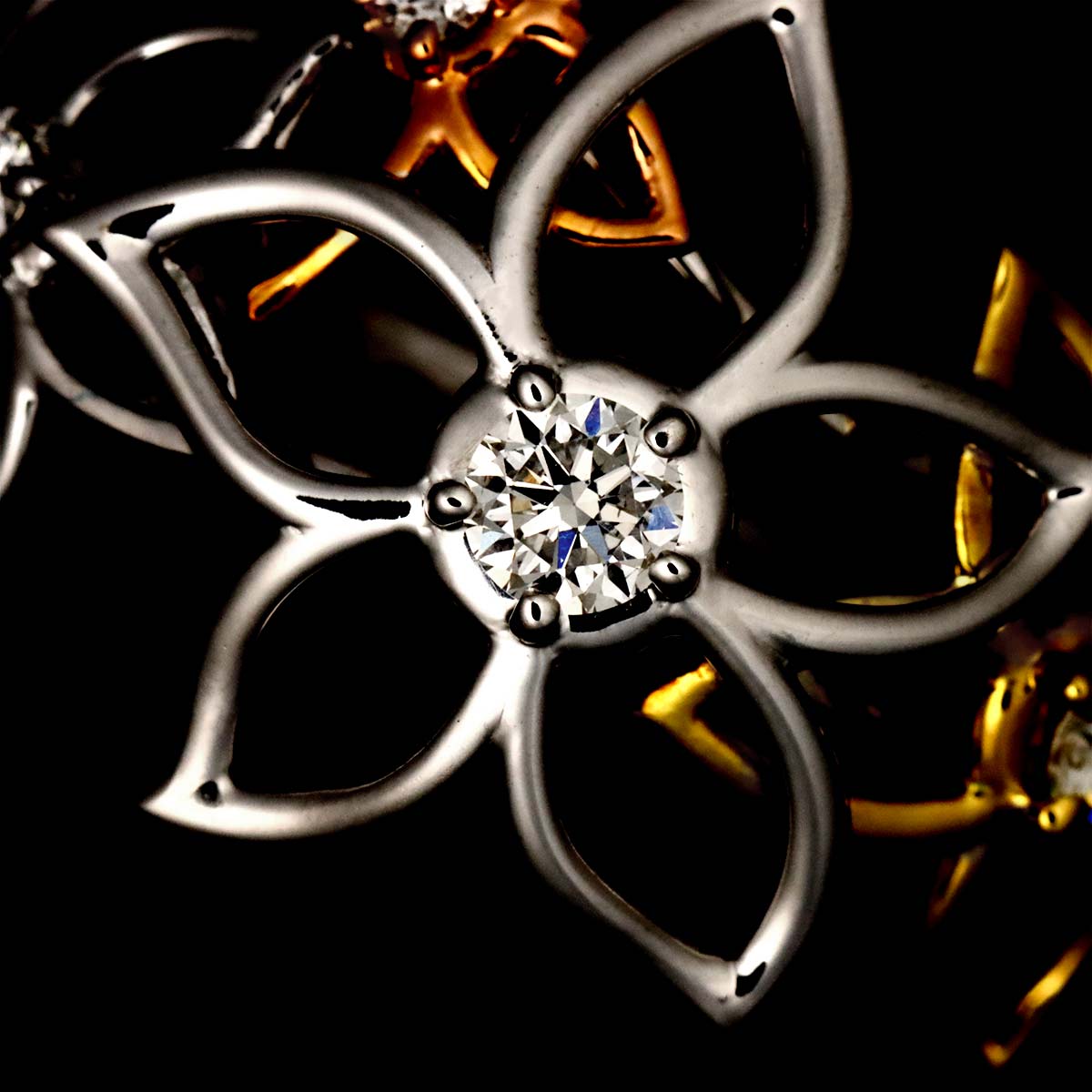 Diamond 0.16ct Flower Ring 18K WG YG PG 750 Size6.25-6.5(US)