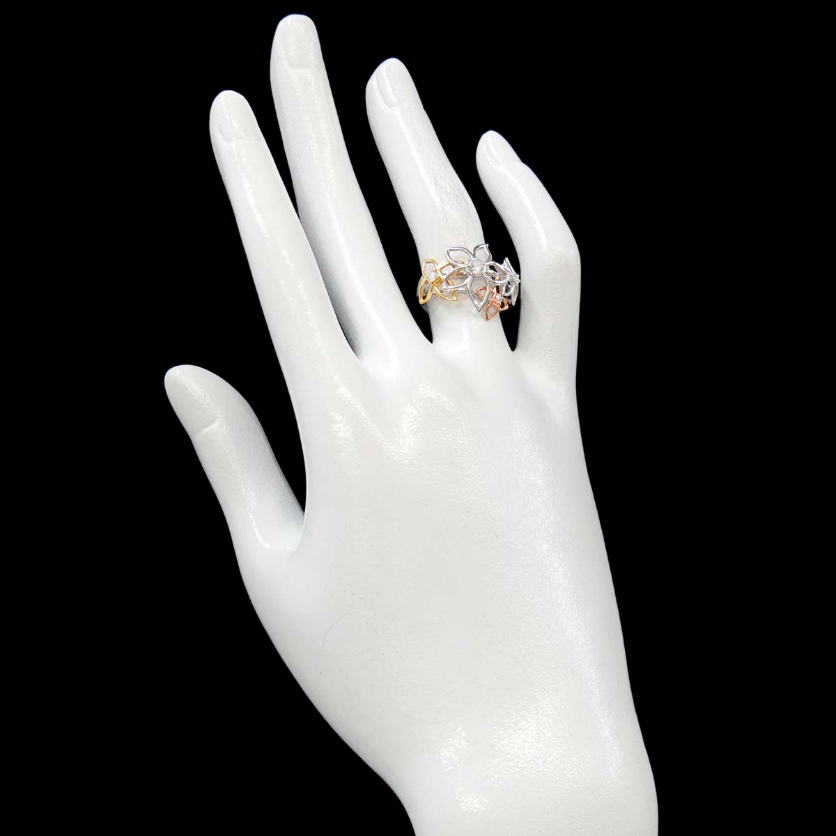 Diamond 0.16ct Flower Ring 18K WG YG PG 750 Size6.25-6.5(US)