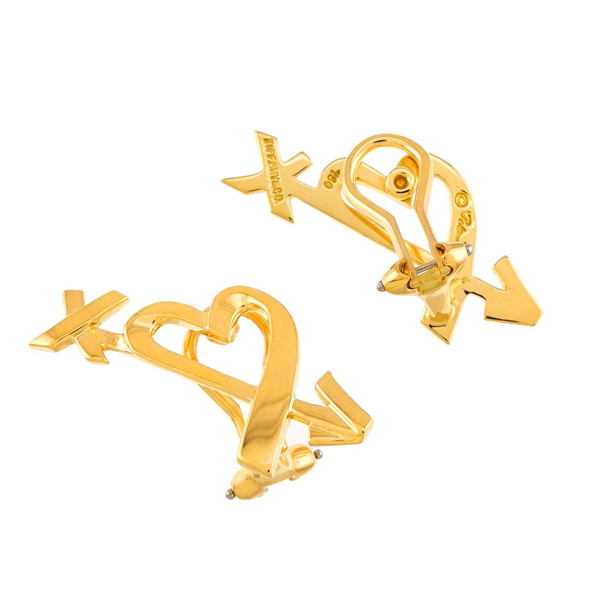 Loving Heart Earrings Clip on 18K Yellow Gold 750