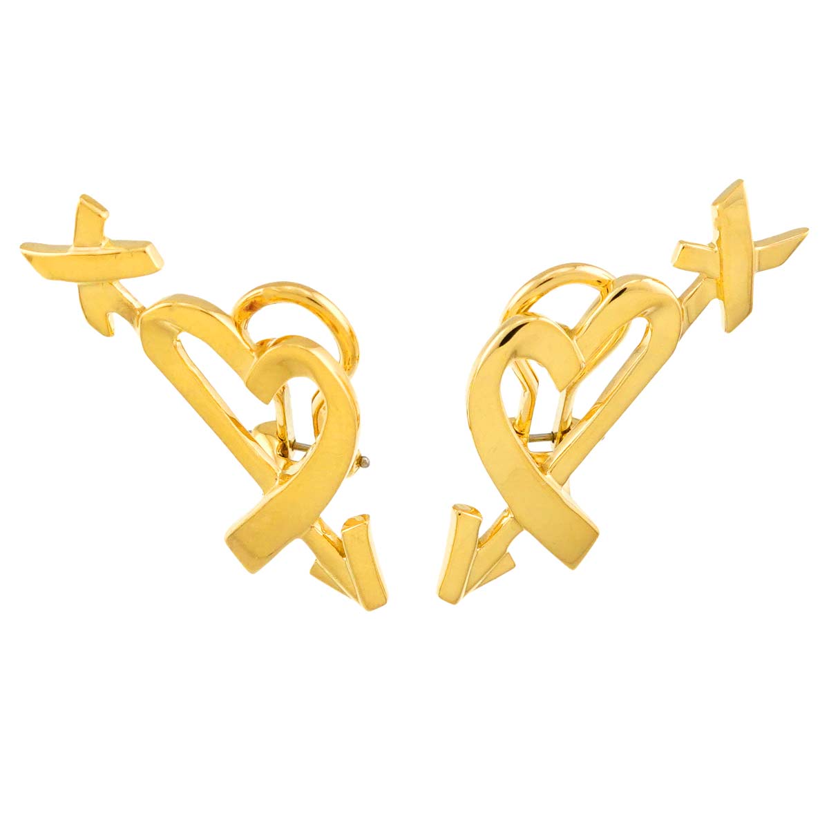 Loving Heart Earrings Clip on 18K Yellow Gold 750
