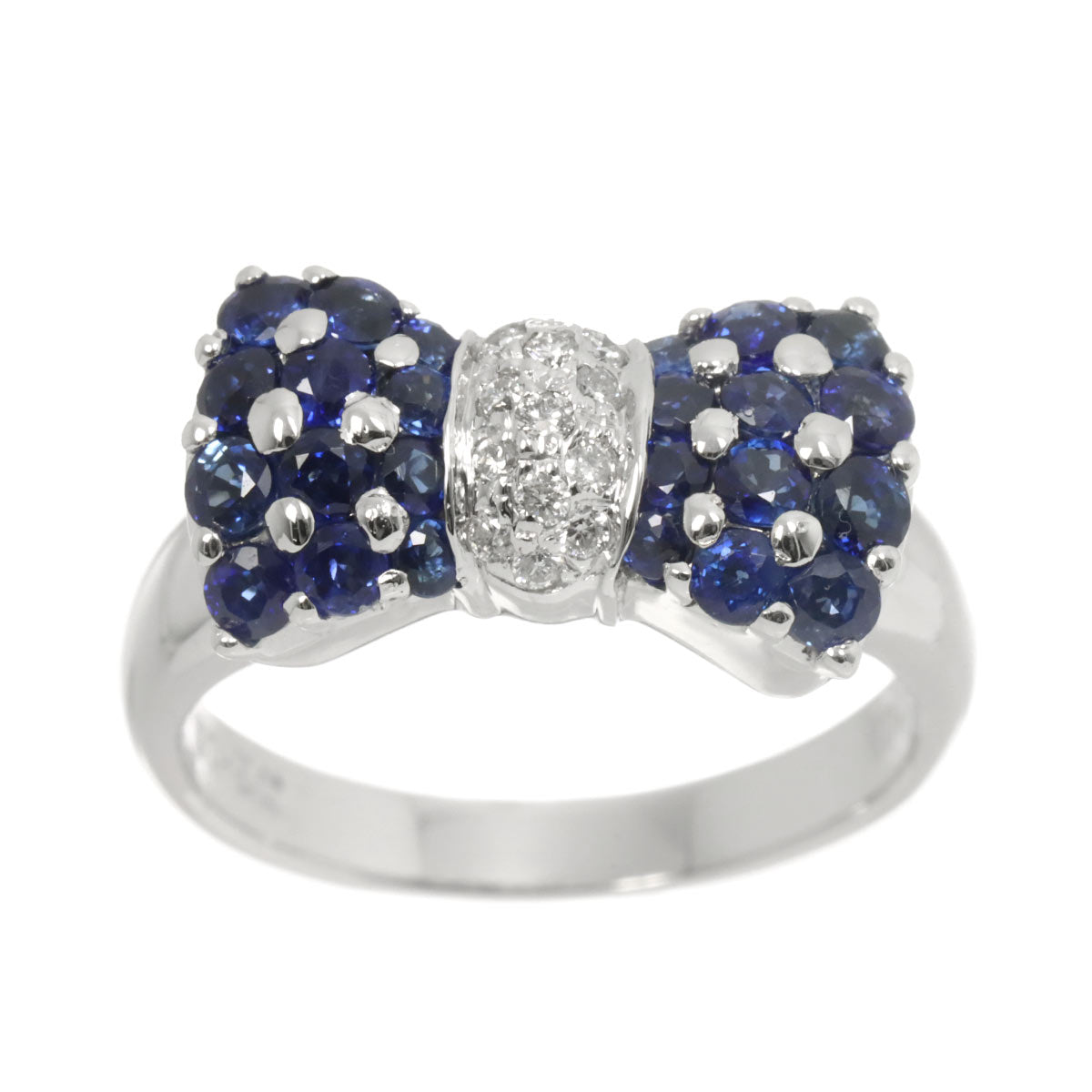 Sapphire 1.20ct Diamond 0.12ct Ring 18K WG Size:6(US)