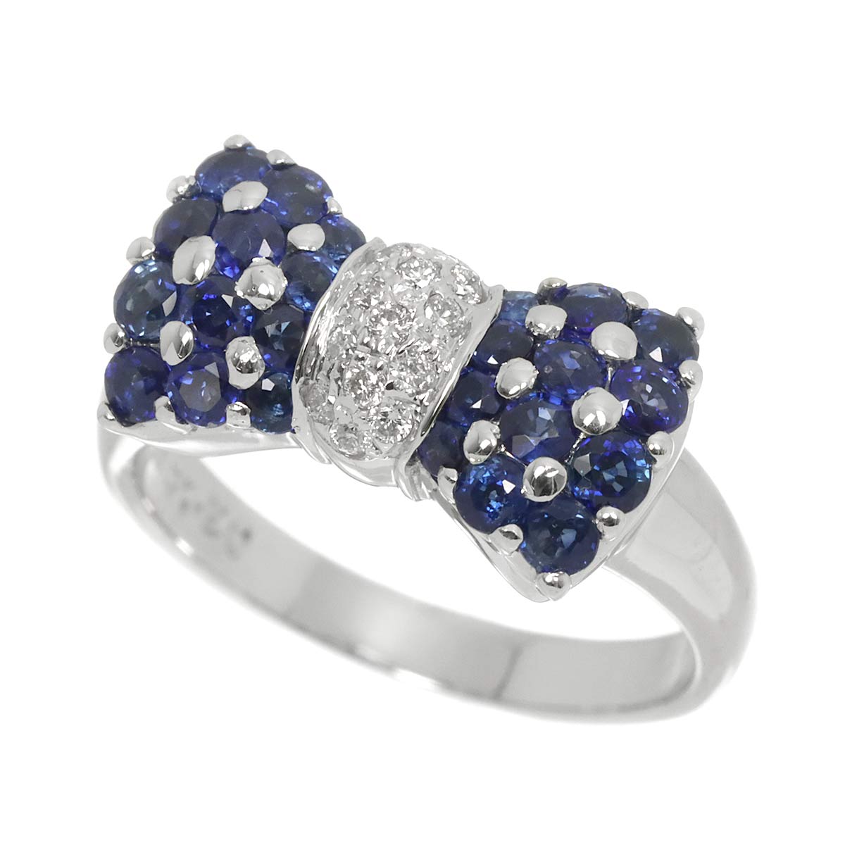 Sapphire 1.20ct Diamond 0.12ct Ring 18K WG Size:6(US)