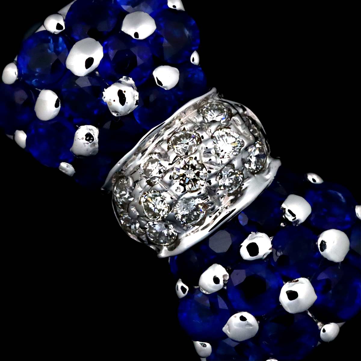 Sapphire 1.20ct Diamond 0.12ct Ring 18K WG Size:6(US)