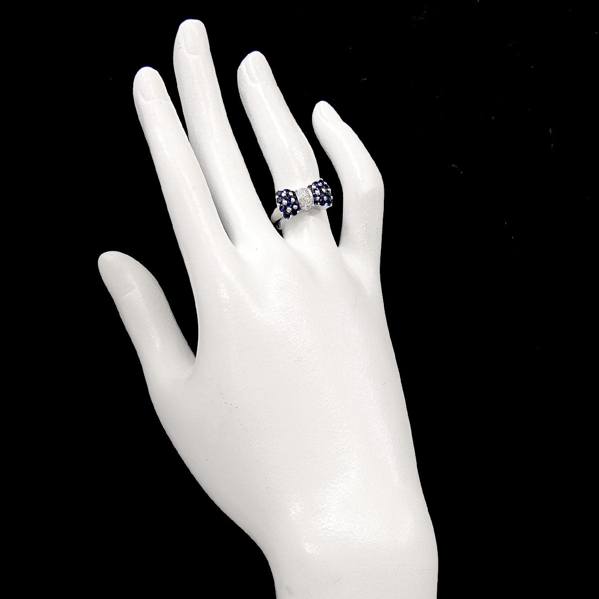 Sapphire 1.20ct Diamond 0.12ct Ring 18K WG Size:6(US)