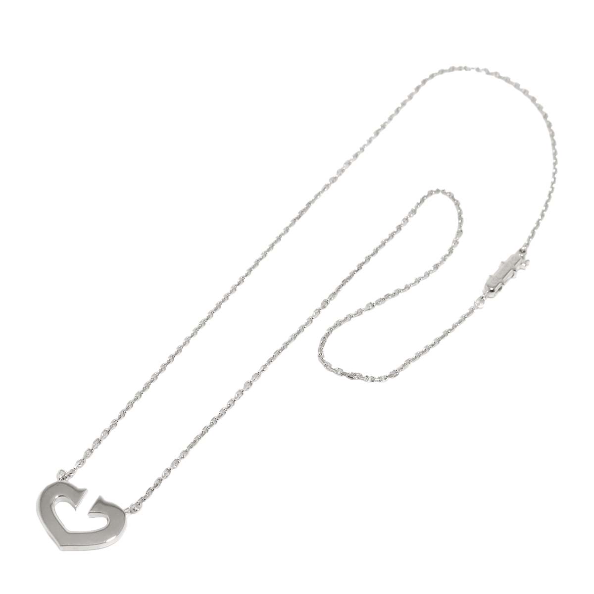 C Heart Necklace 18K White Gold 750