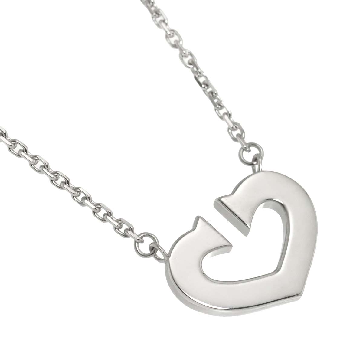 C Heart Necklace 18K White Gold 750
