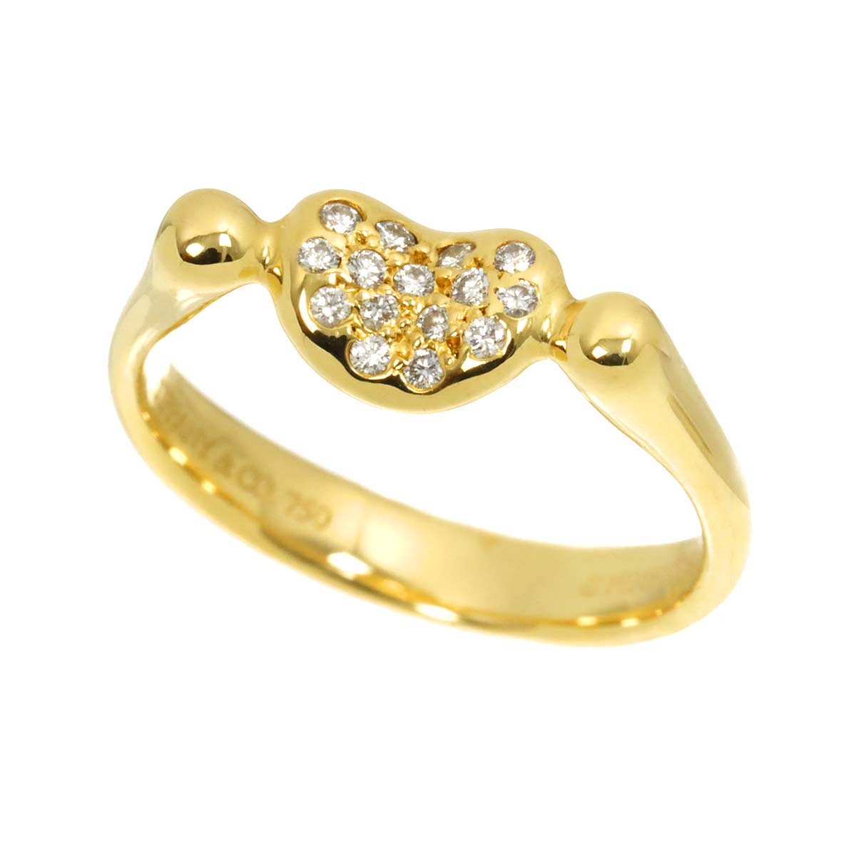 Bean Diamond Ring 18K Yellow Gold 750 Size5.25(US)