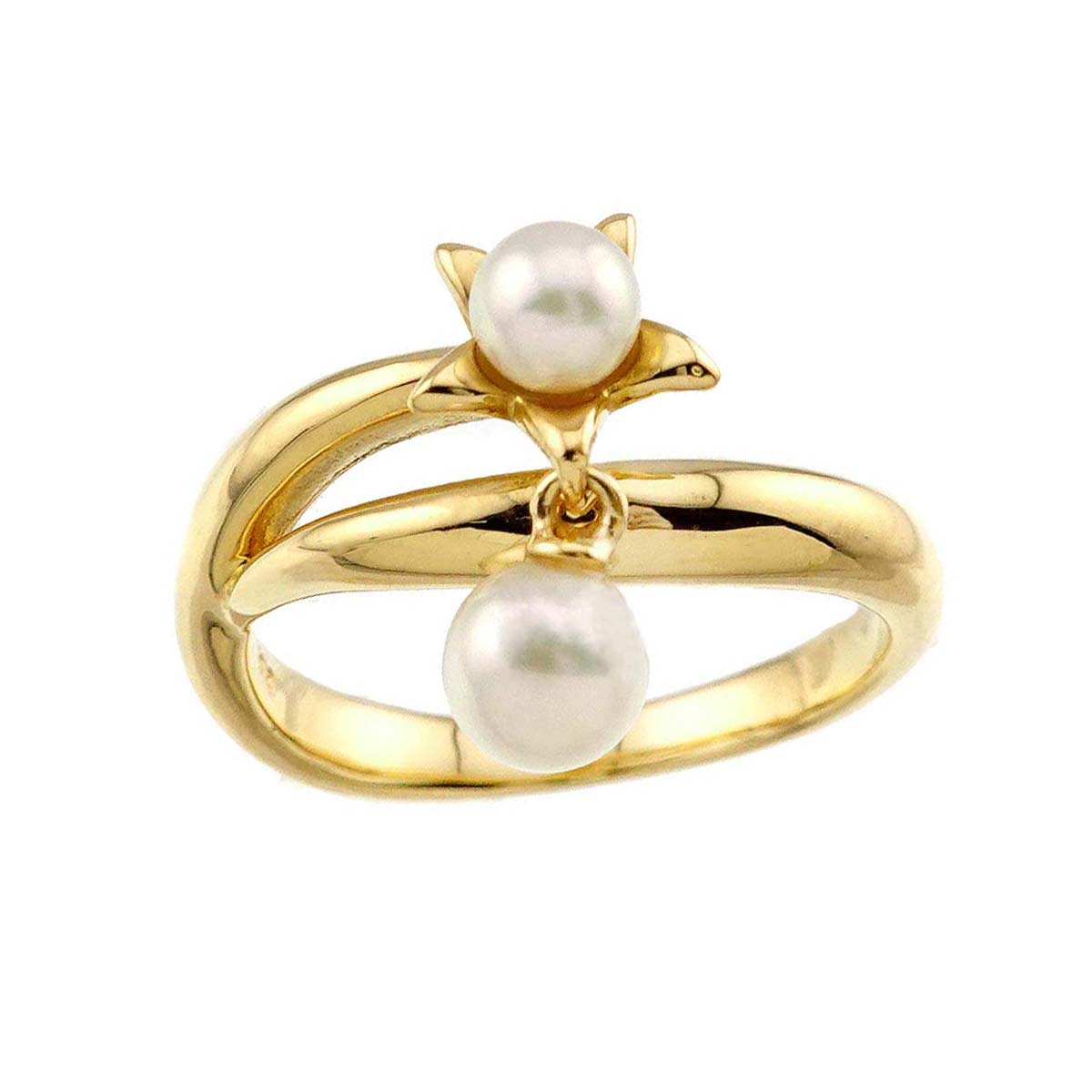 Akoya Pearl 4.6-3.8mm Ring 18K YG 750 Size4(US)
