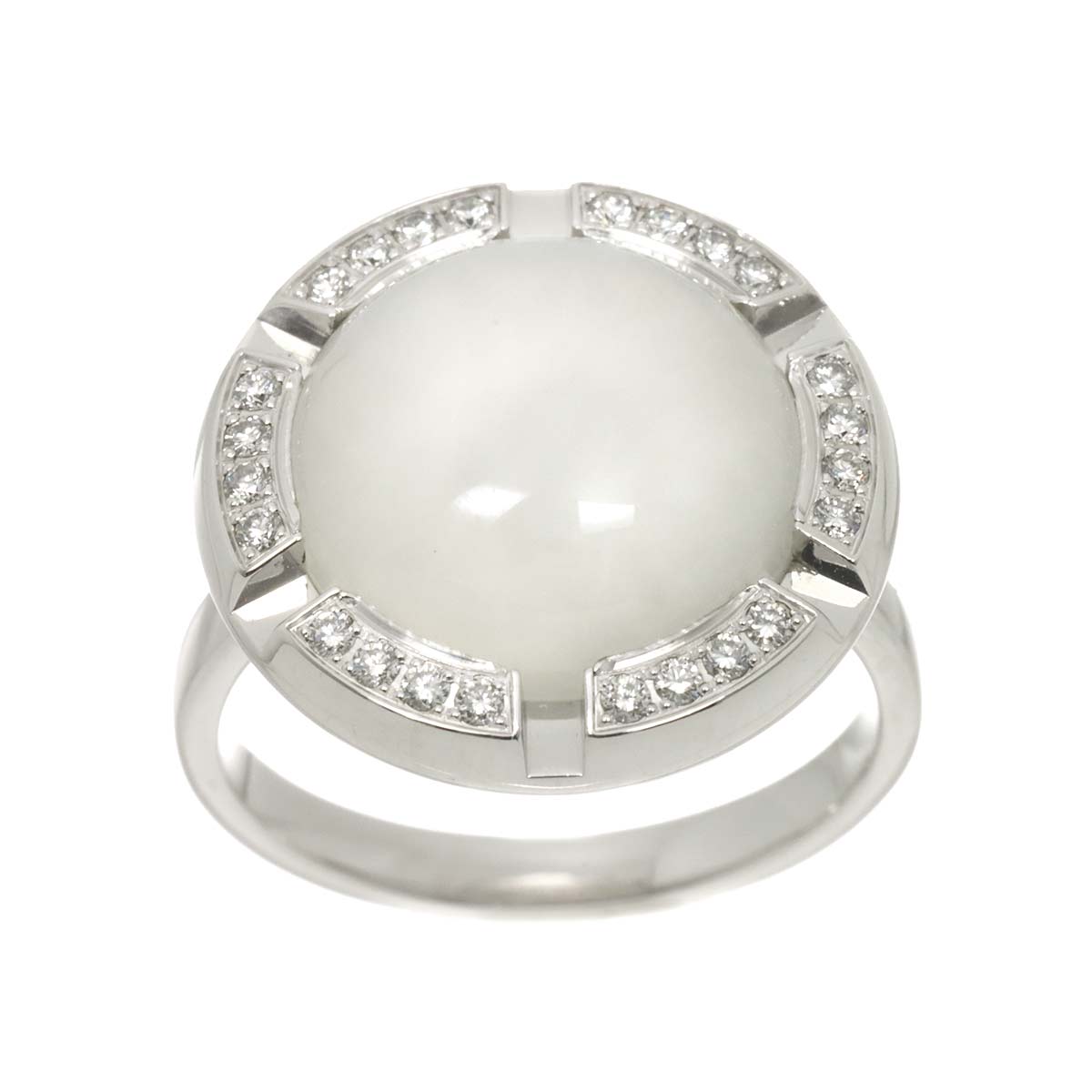 Class One Cruise Moonstone Diamond Ring 18K WG 750 Size52 6(US)