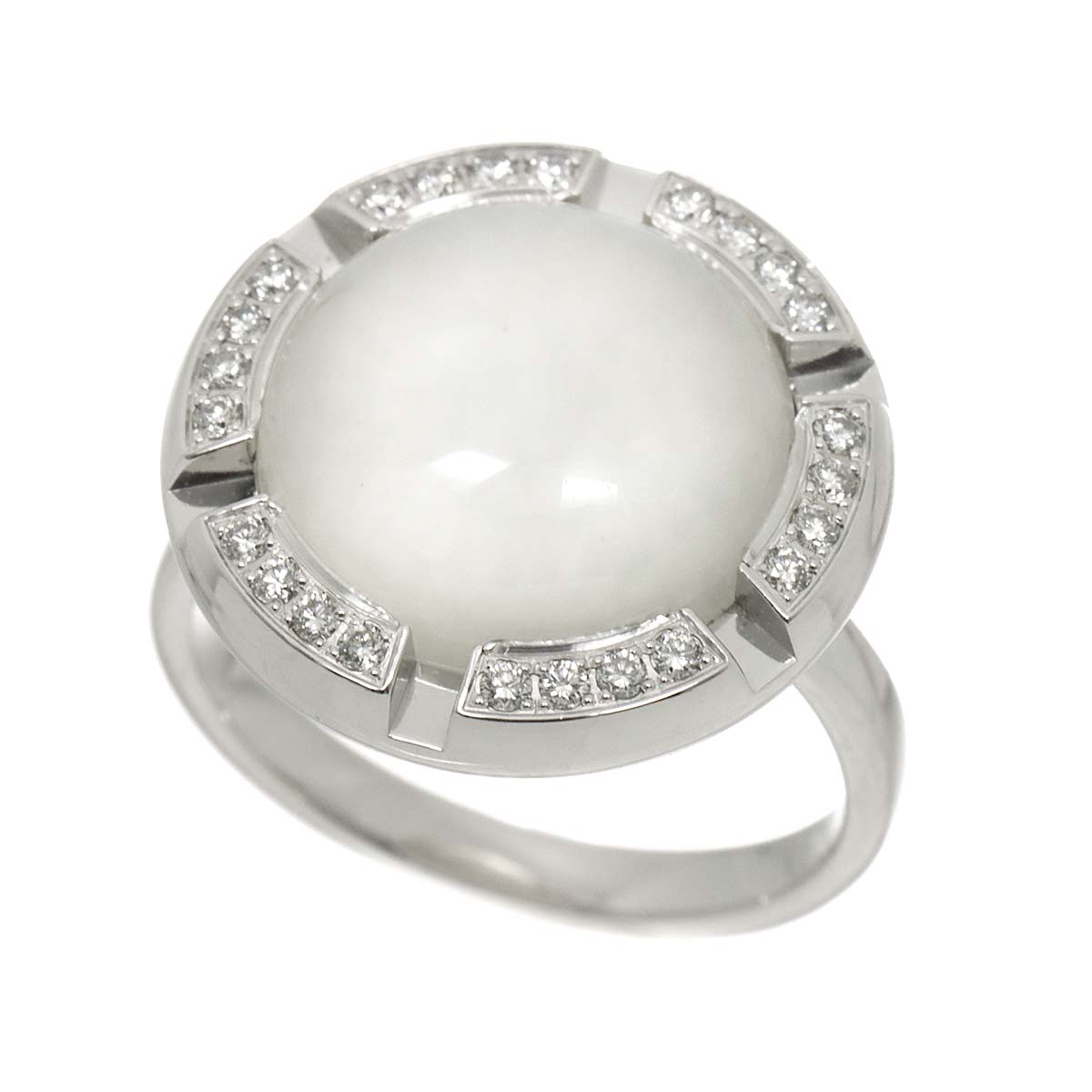 Class One Cruise Moonstone Diamond Ring 18K WG 750 Size52 6(US)