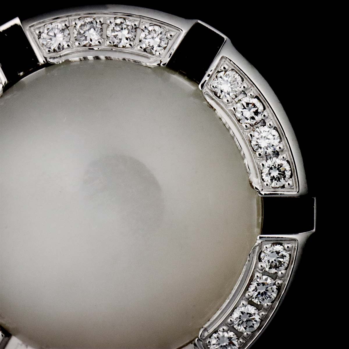 Class One Cruise Moonstone Diamond Ring 18K WG 750 Size52 6(US)