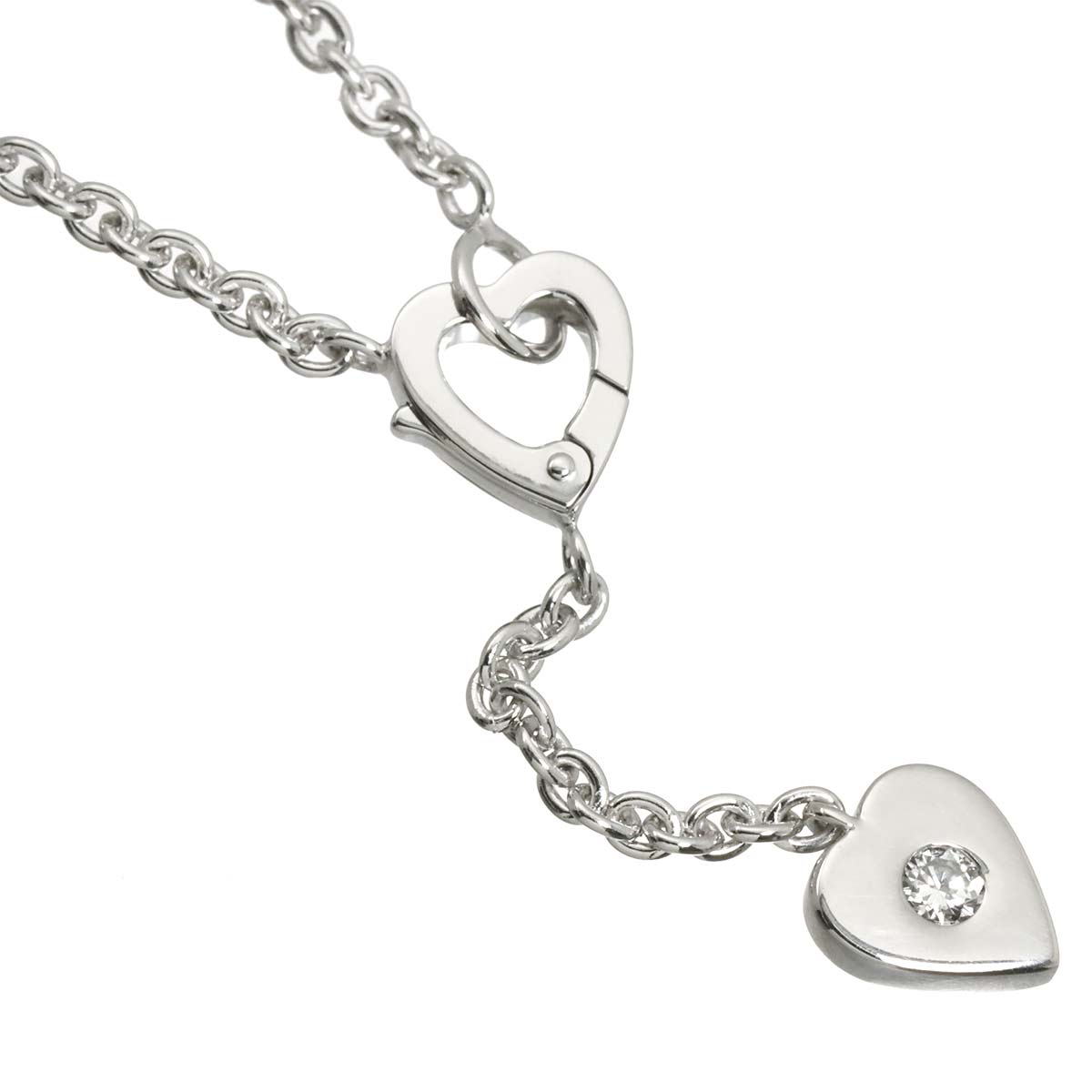 Heart Diamond Necklace 18K White Gold 750