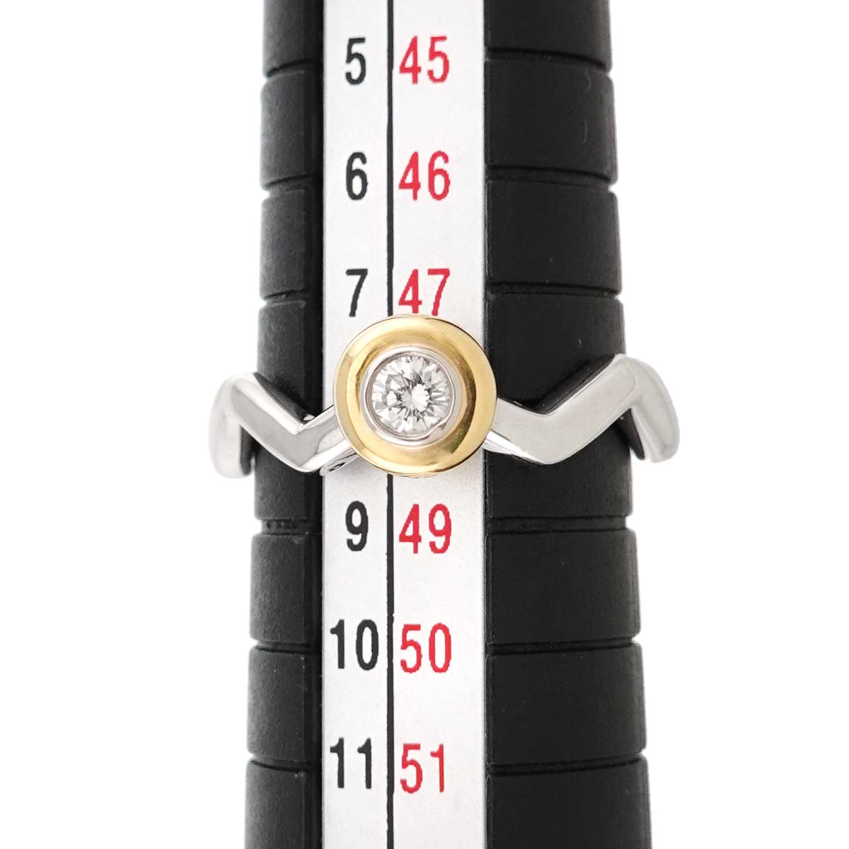 Zigzag Diamond Ring 18K YG Yellow Gold 750 Pt Size4.5(US)