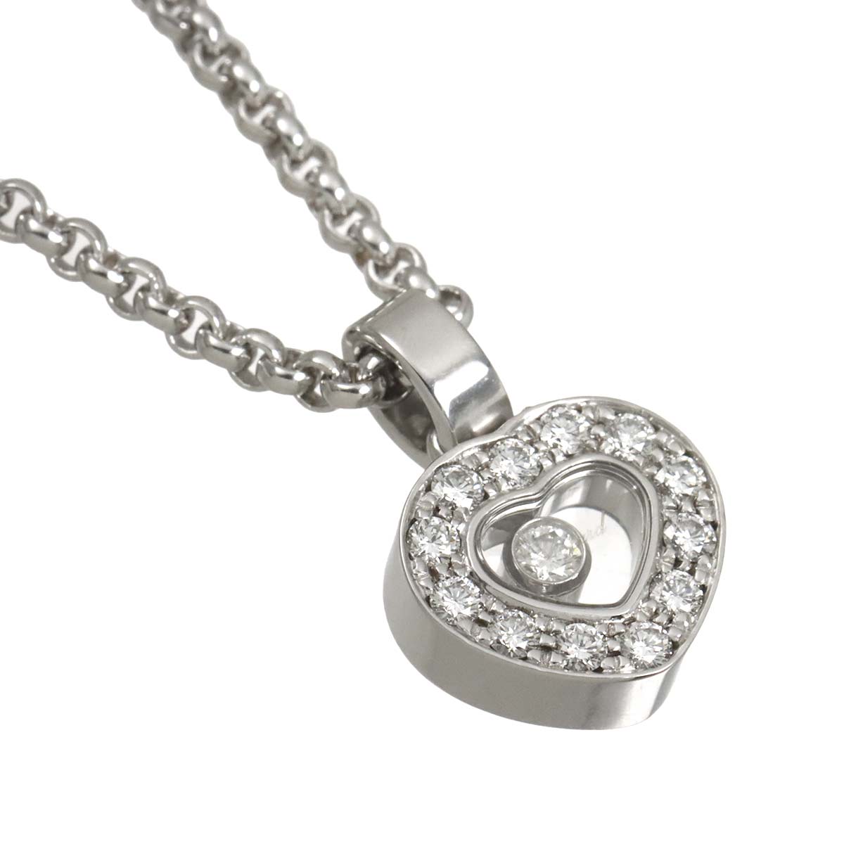 Happy Diamond Heart Necklace 18K White Gold 750
