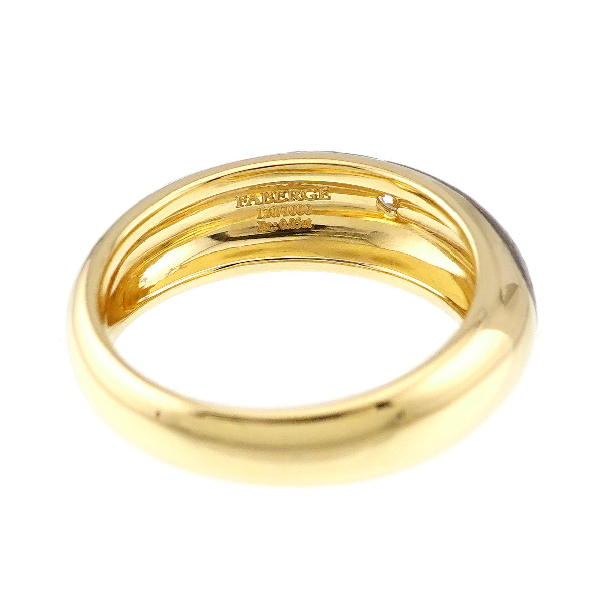 Enamel Diamond 0.05ct Ring 18K YG 750 Size7.5(US)