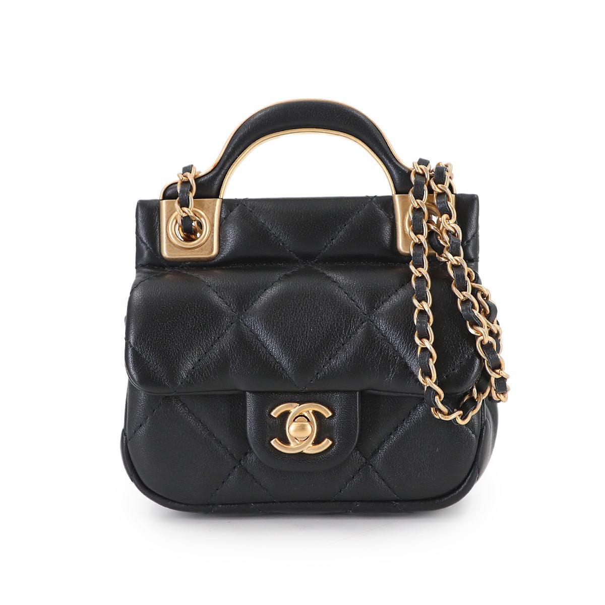 Matelasse Mini Chain Shoulder Bag Leather Black AP2271