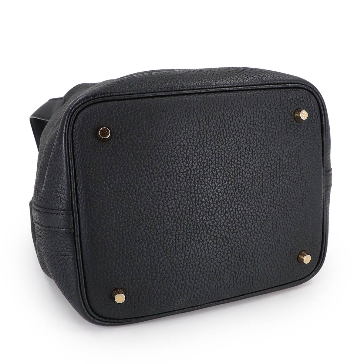 Picotin Lock MM Hand Bag Taurillon Clemence Black Purse