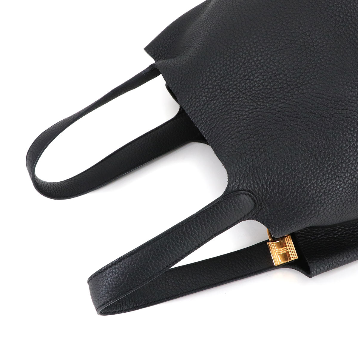 Picotin Lock MM Hand Bag Taurillon Clemence Black Purse