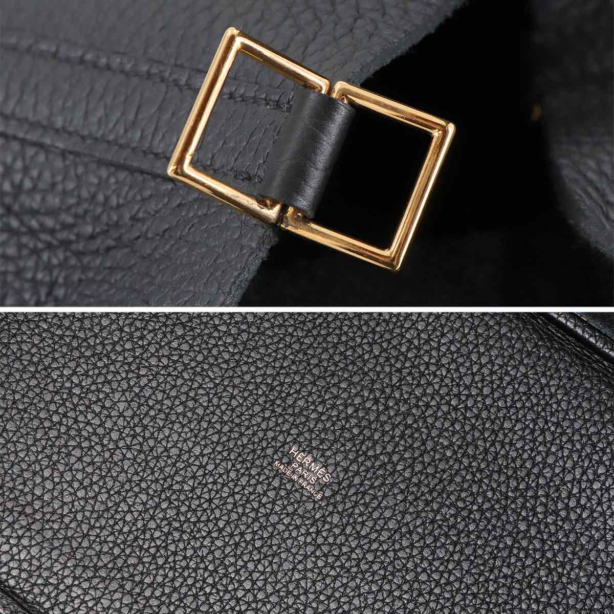 Picotin Lock MM Hand Bag Taurillon Clemence Black Purse