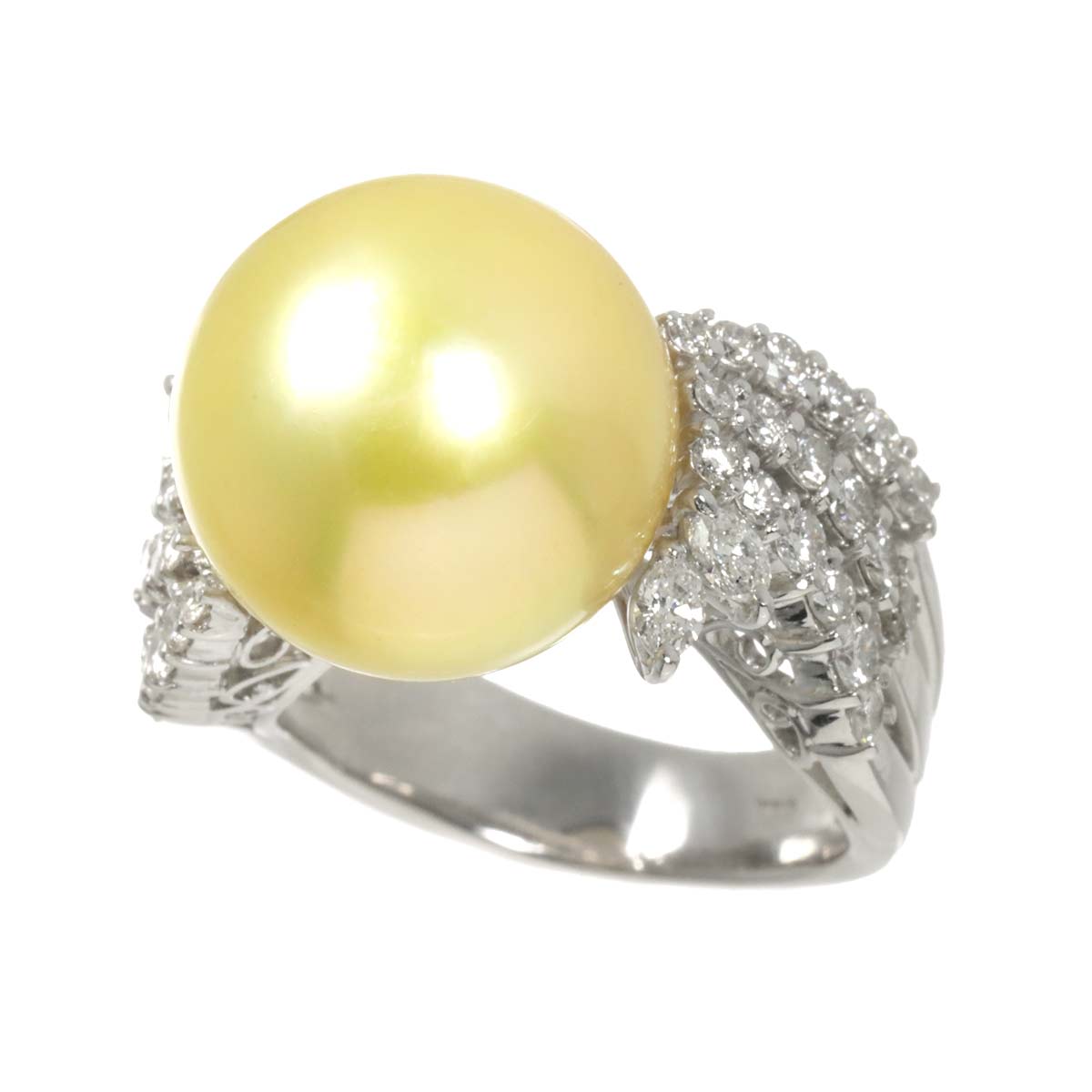 South Sea pearl 13.5mm Diamond Ring 18K K18 WG size5-5.25(US)