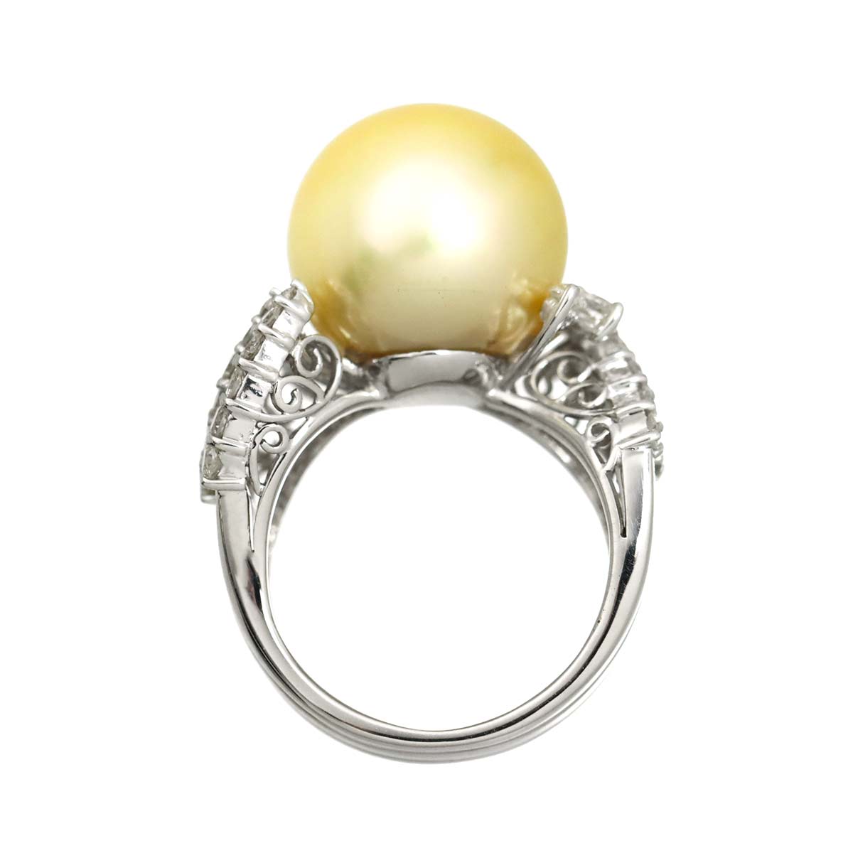 South Sea pearl 13.5mm Diamond Ring 18K K18 WG size5-5.25(US)