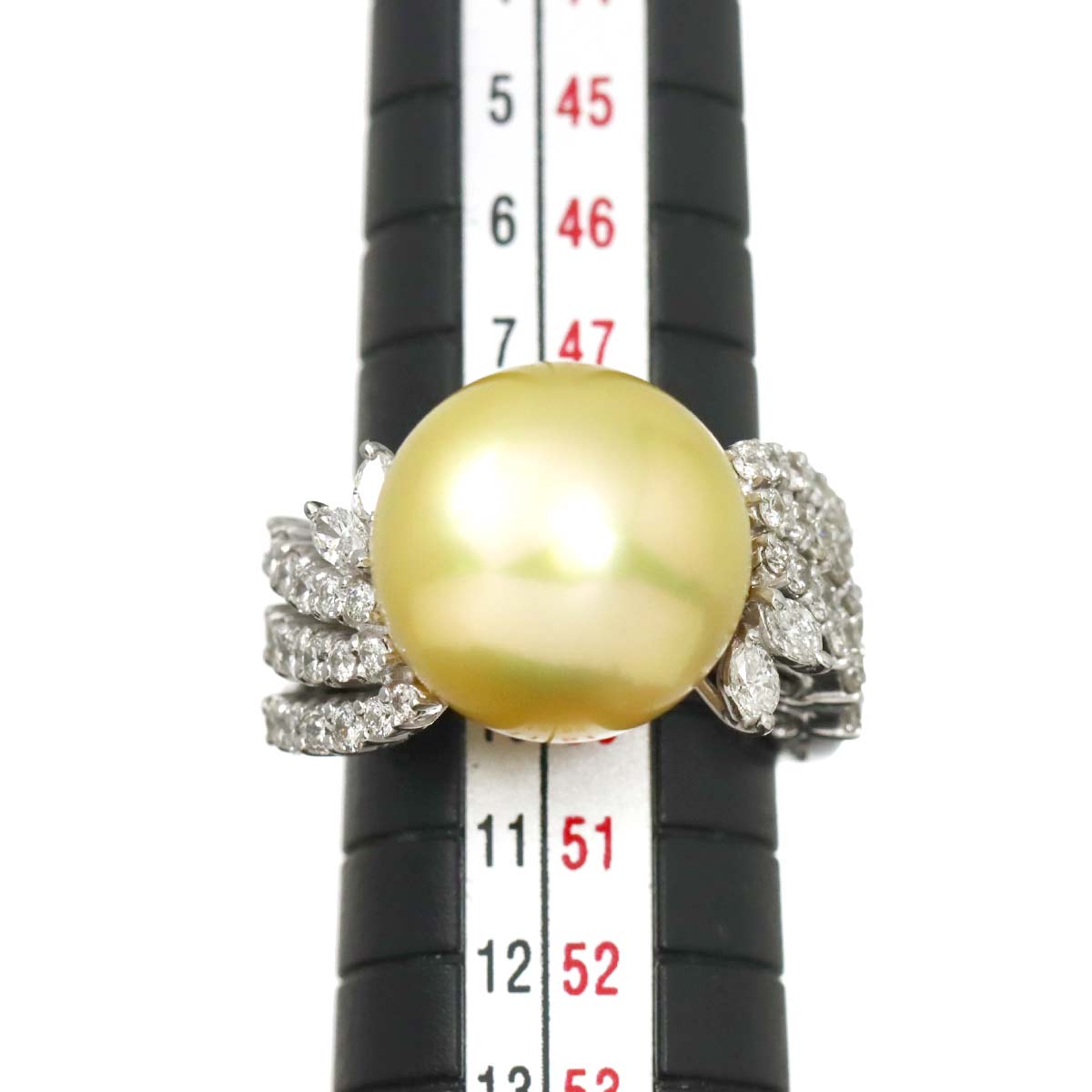 South Sea pearl 13.5mm Diamond Ring 18K K18 WG size5-5.25(US)