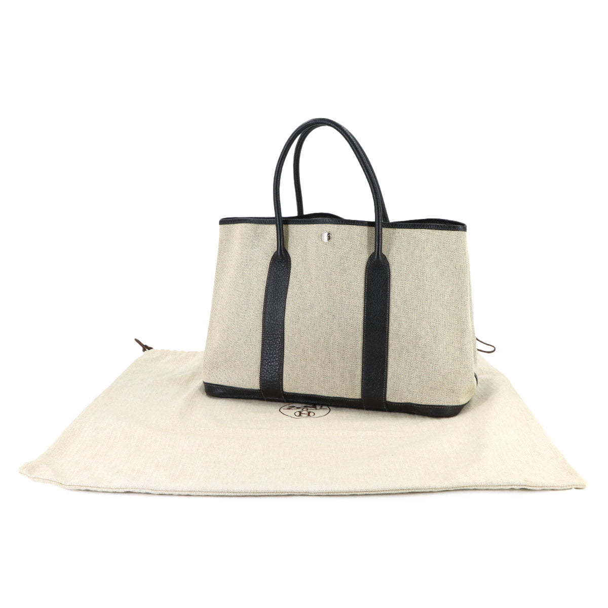 Garden Party PM Tote Bag Toile H Buffle Skipper Black Gray