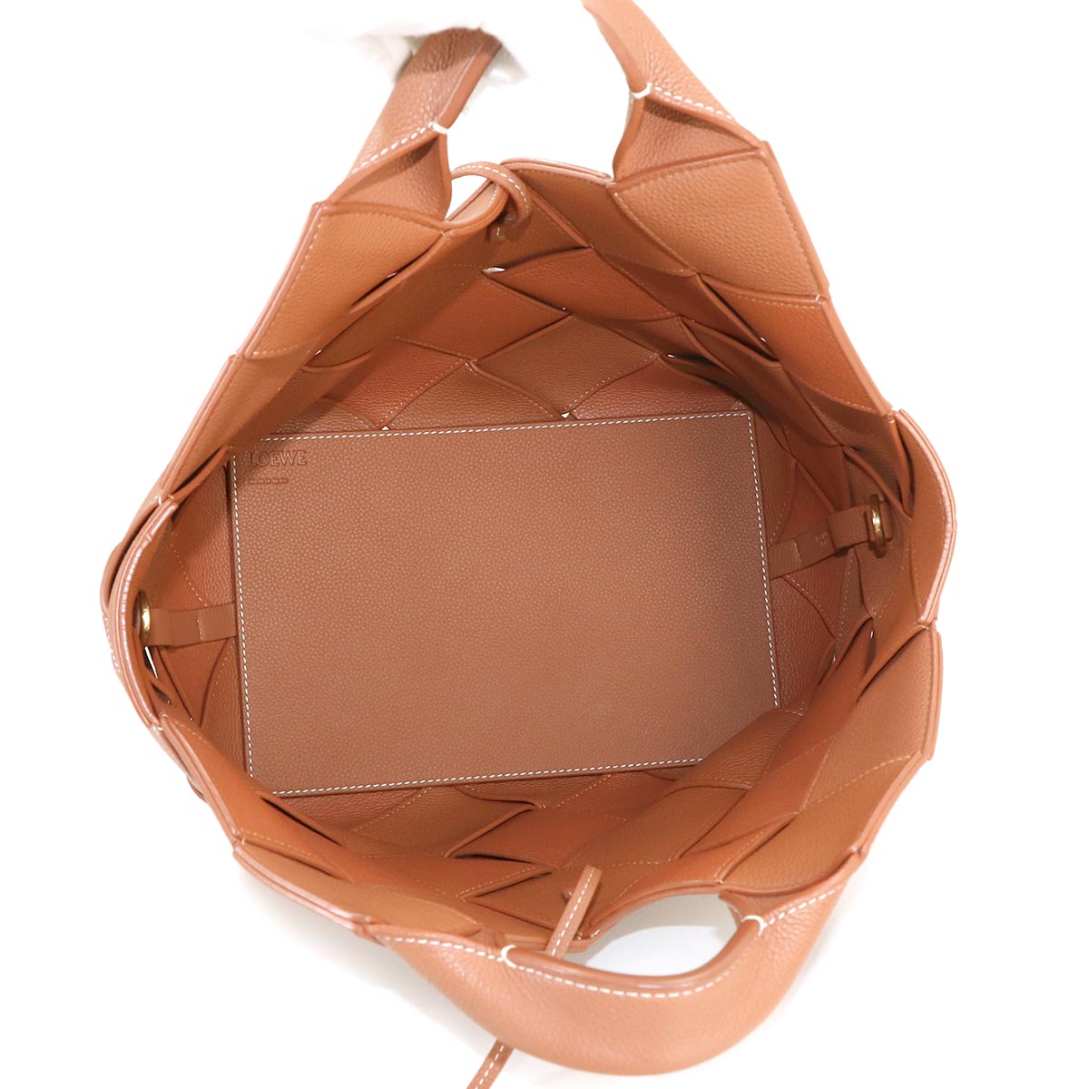 Woven Basket Hand Shoulder Bag Leather Brown Purse Anagram