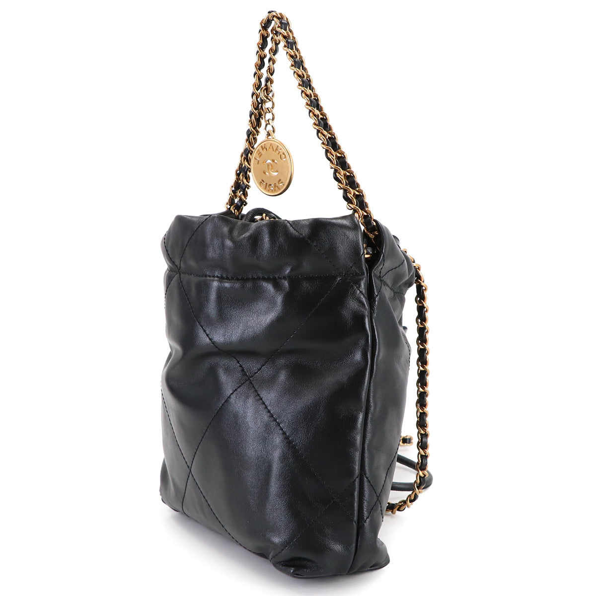 22 Mini Chain Hand Shoulder Bag Leather Black AS3980 Purse