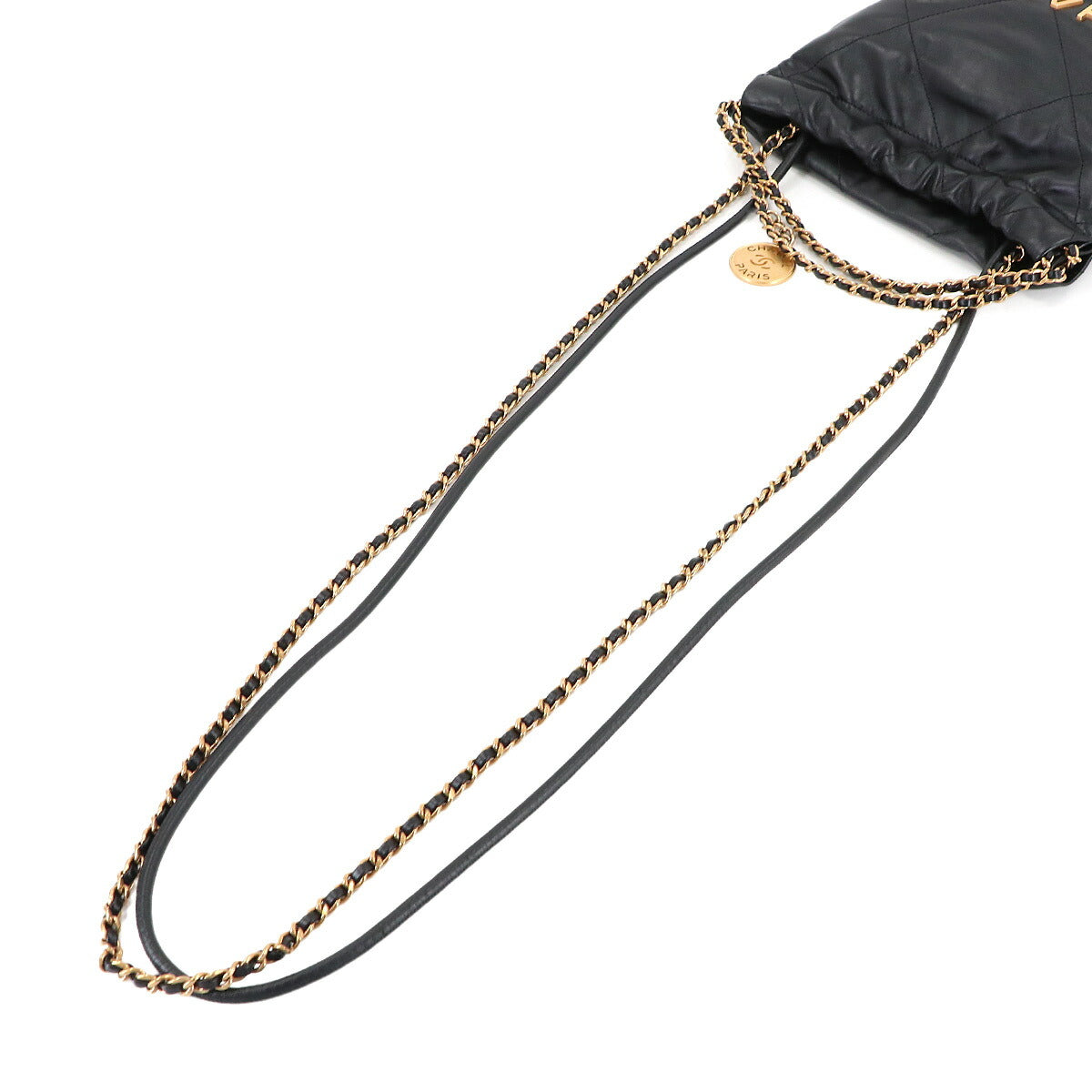 22 Mini Chain Hand Shoulder Bag Leather Black AS3980 Purse