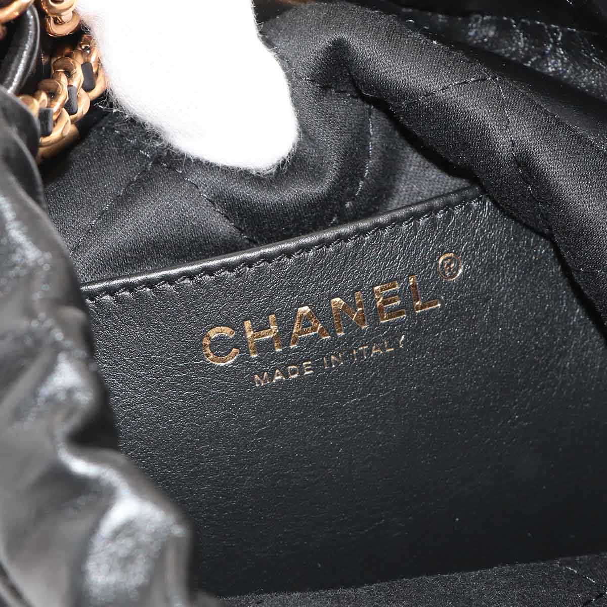 22 Mini Chain Hand Shoulder Bag Leather Black AS3980 Purse