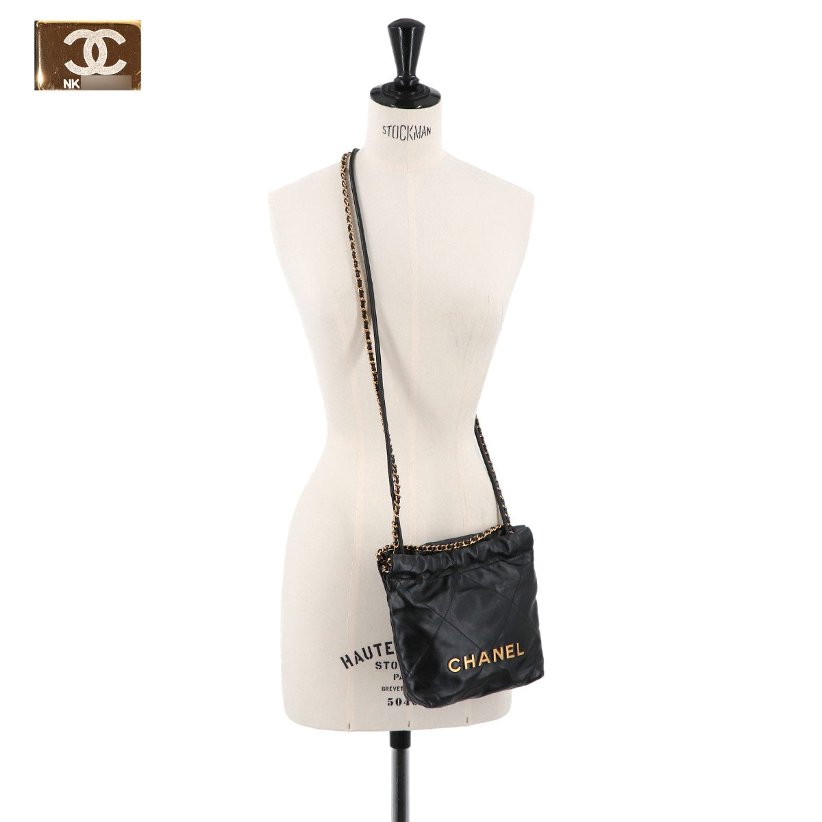 22 Mini Chain Hand Shoulder Bag Leather Black AS3980 Purse