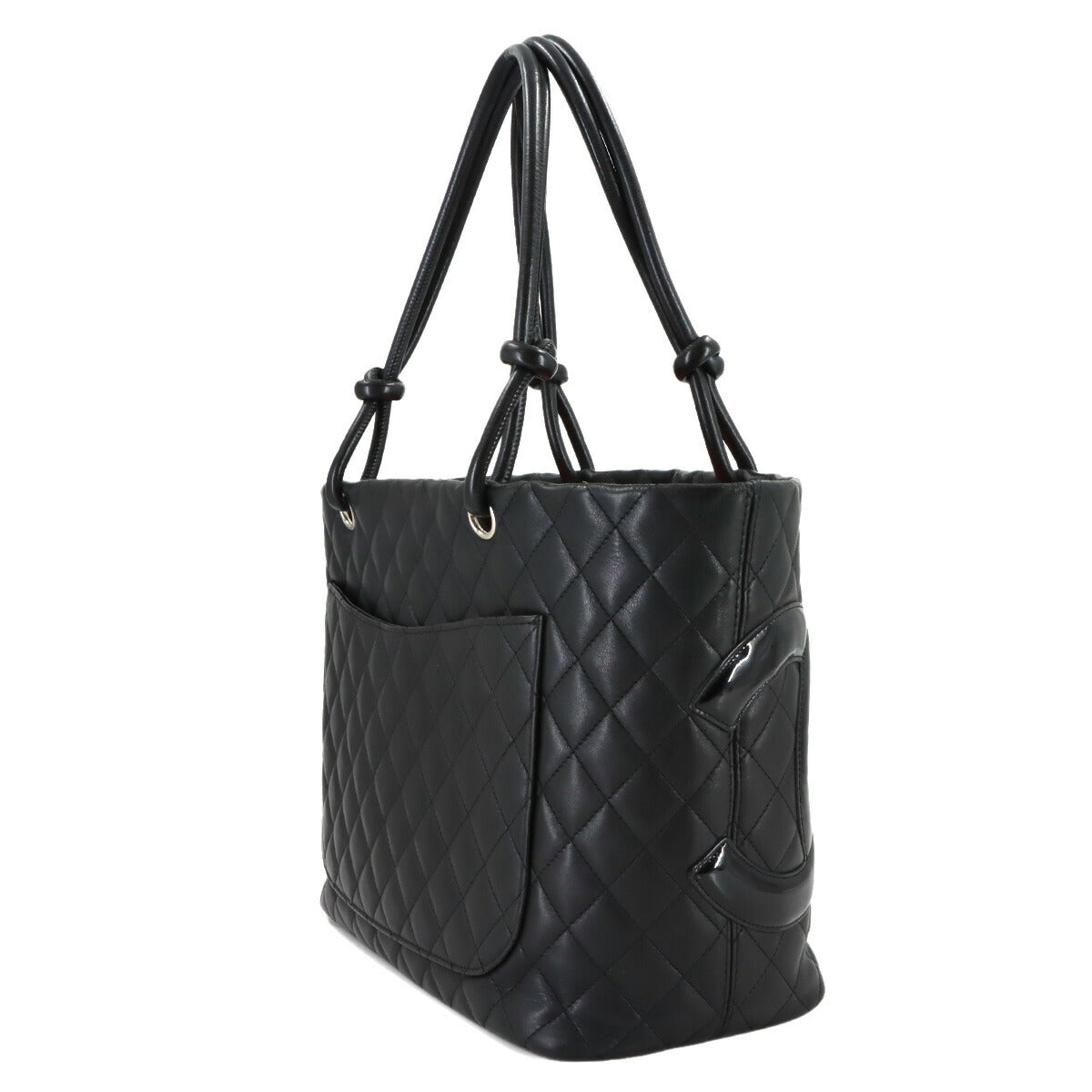 Cambon Line Large Tote Bag Leather Enamel Black A25169 Purse