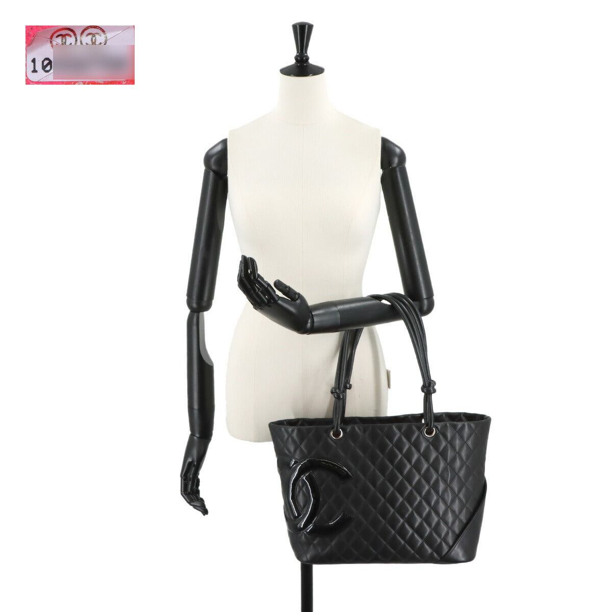 Cambon Line Large Tote Bag Leather Enamel Black A25169 Purse