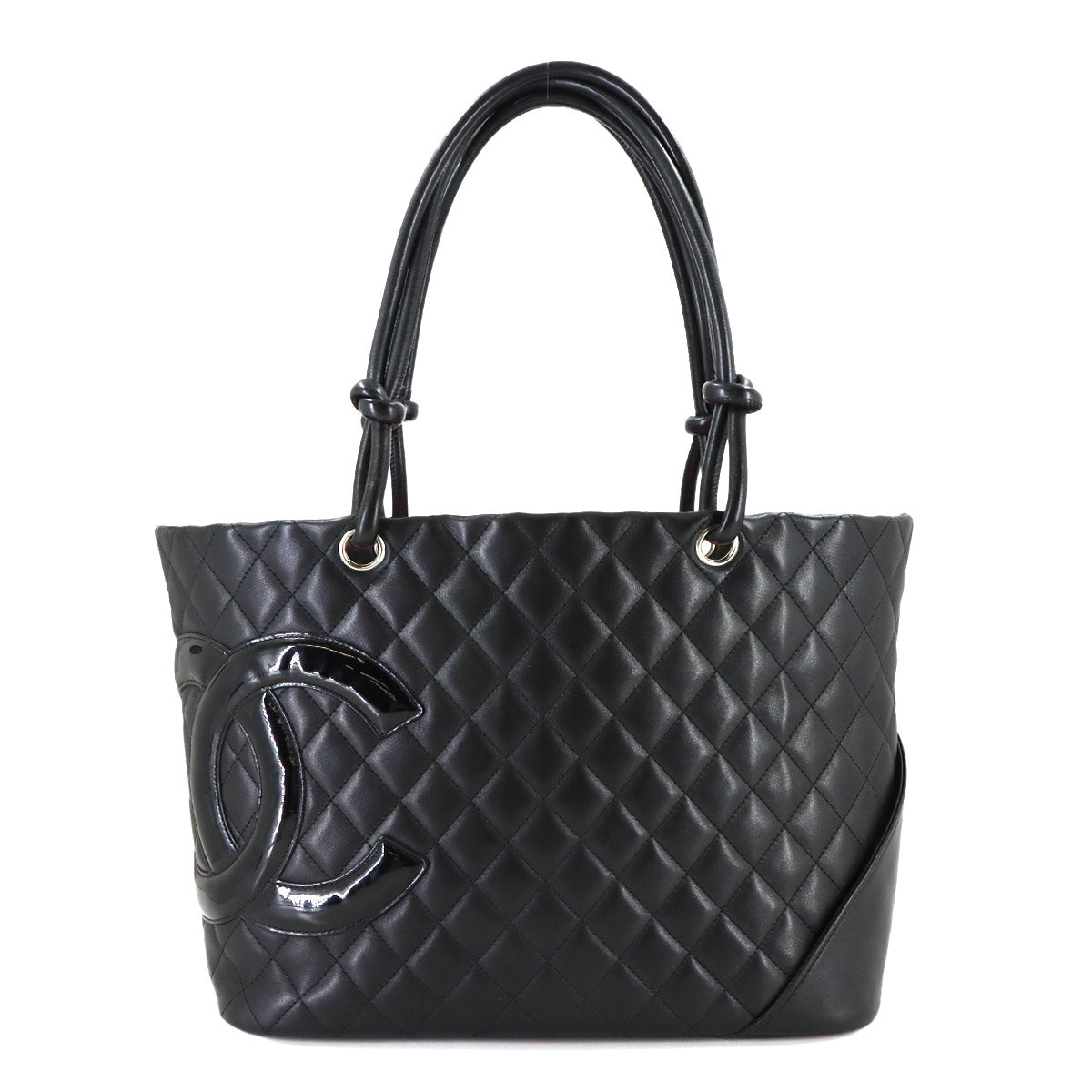 Cambon Line Large Tote Bag Leather Enamel Black A25169 Purse