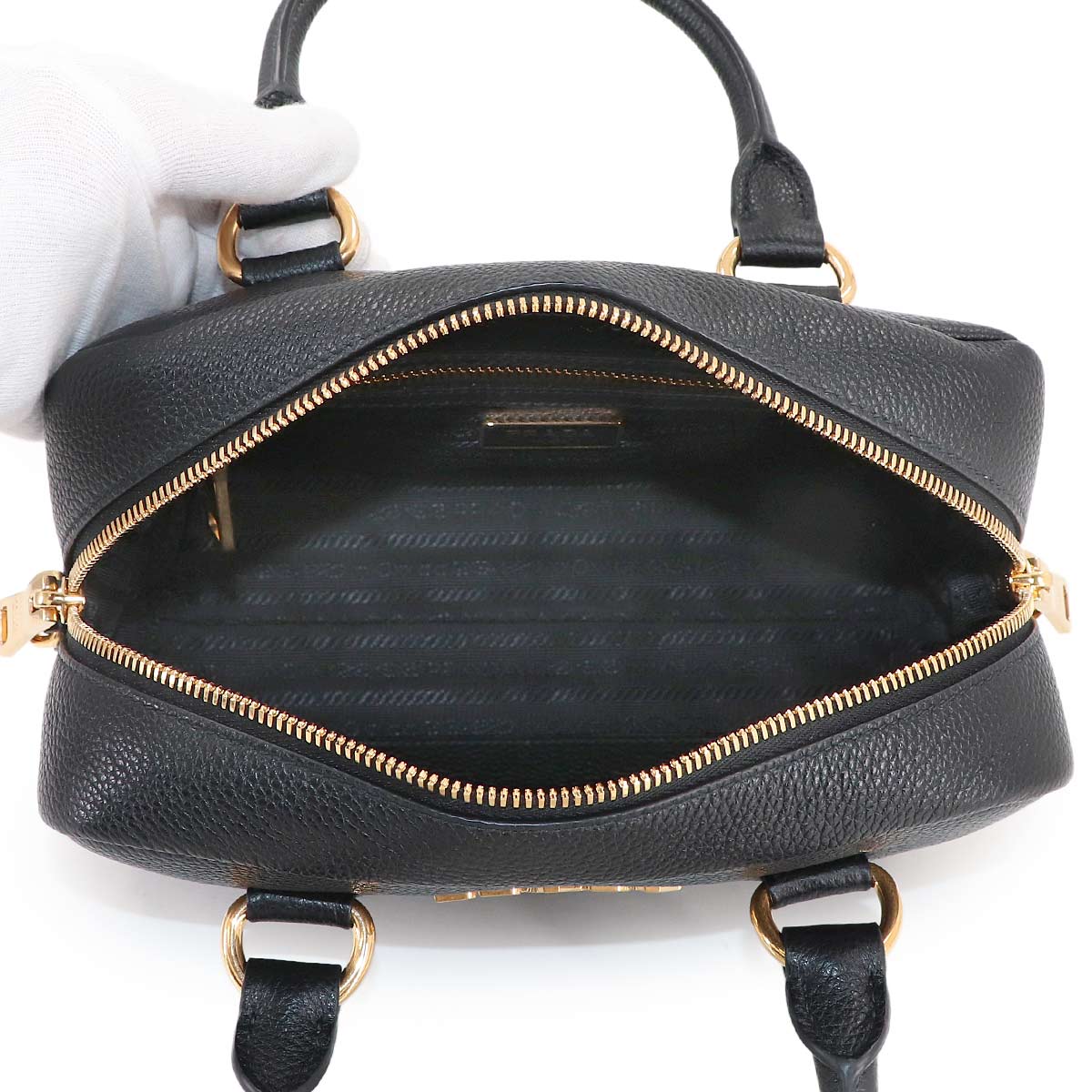 2way Hand Shoulder Bag Leather Nero 1BB108 Black Purse