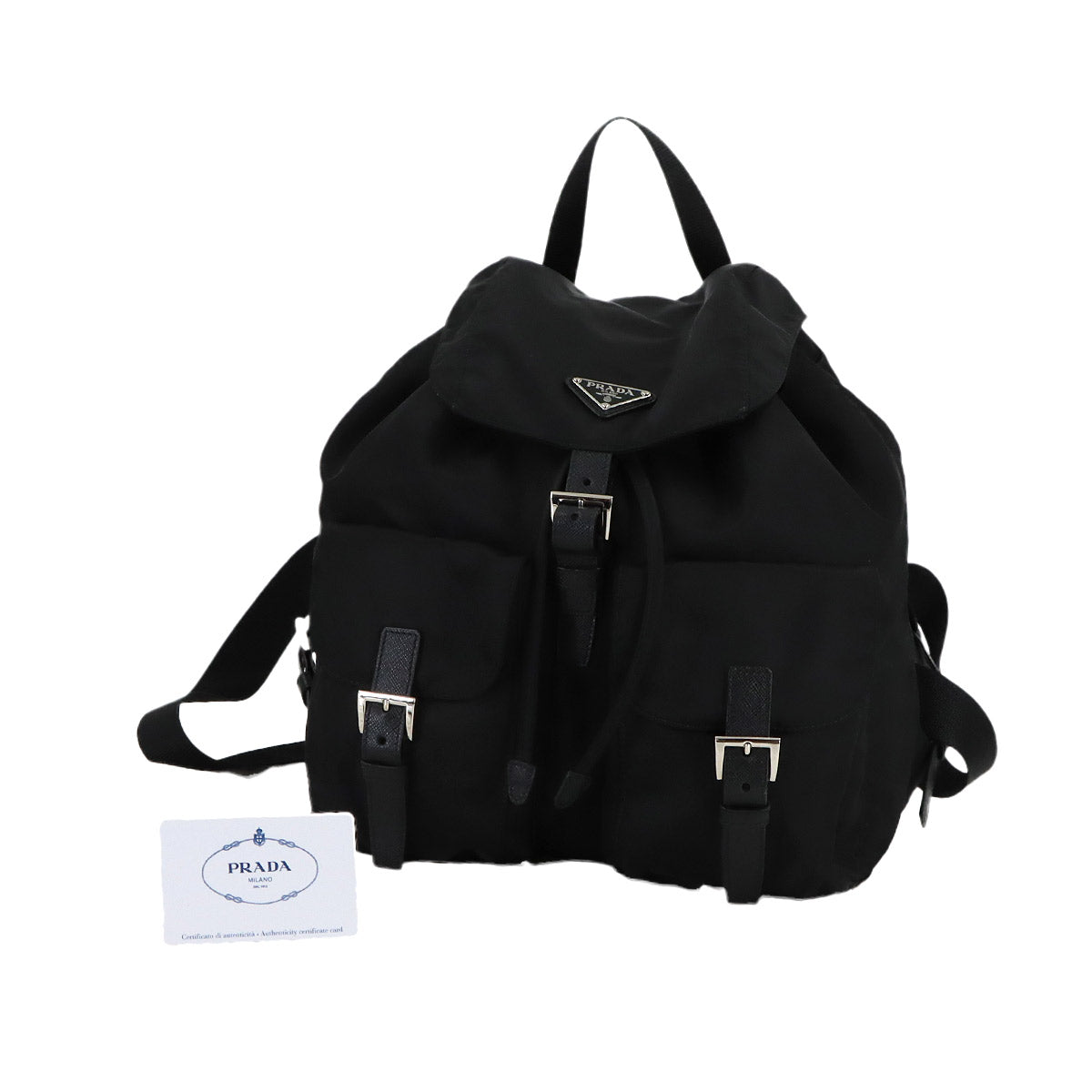 Backpack Nylon Saffiano Leather Nero Black 1BZ811 Purse