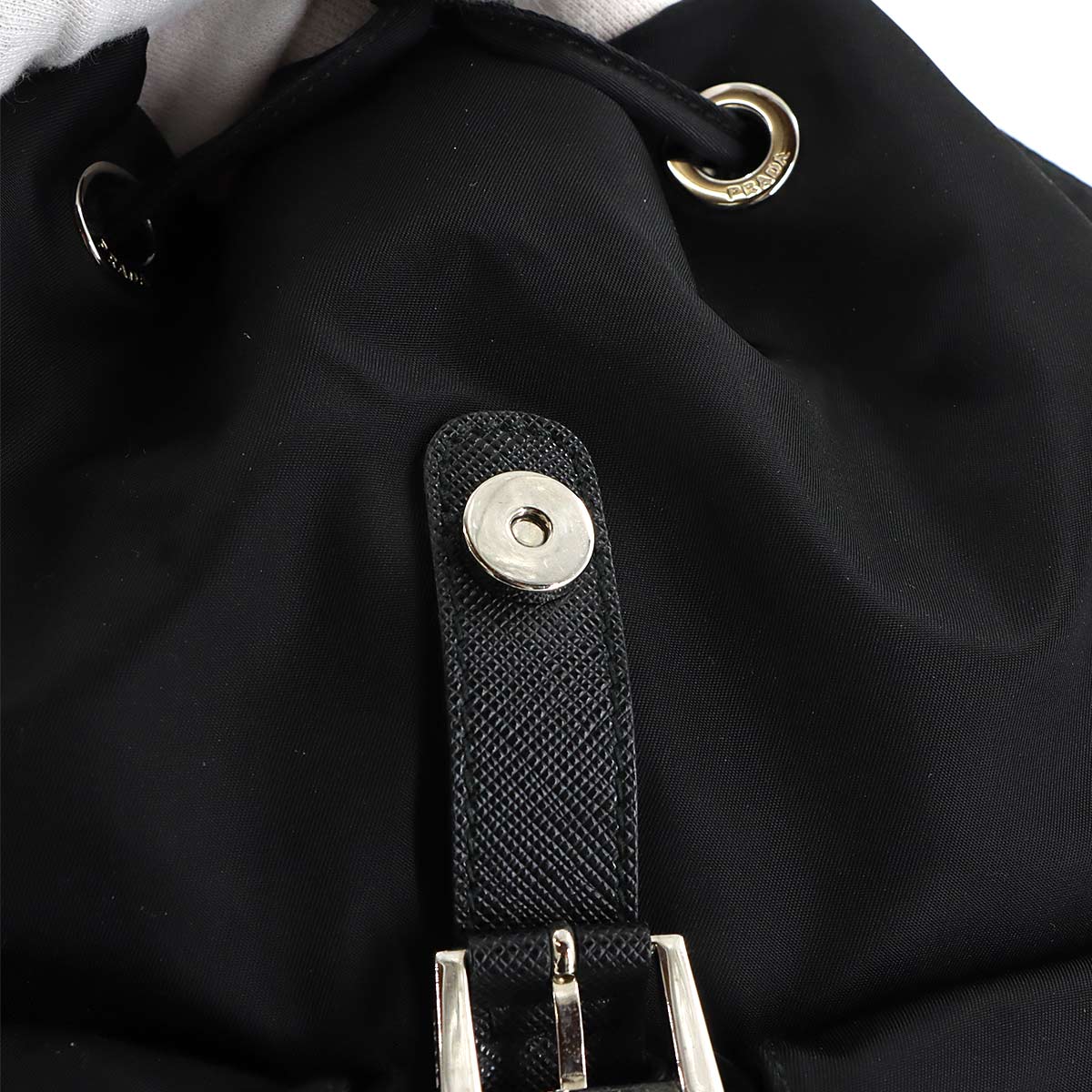Backpack Nylon Saffiano Leather Nero Black 1BZ811 Purse
