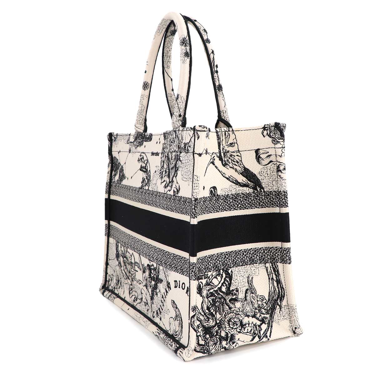 Zodiac Book Tote Bag Medium Canvas White Black M1296ZRHZ