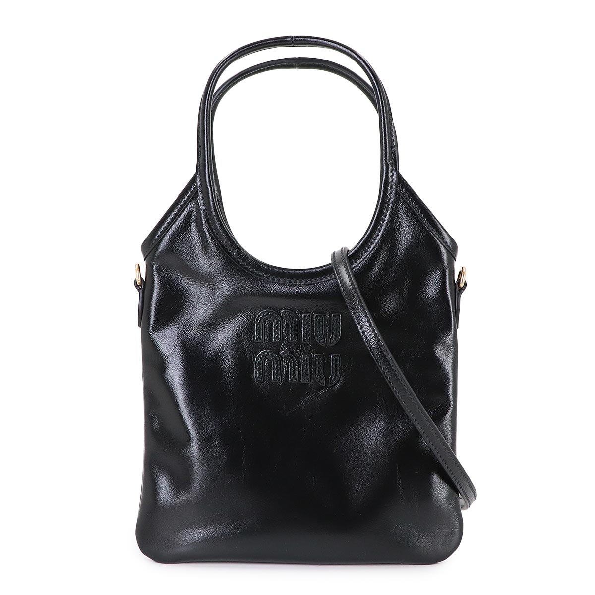 IVY Hand Shoulder Bag Lether Black 5BA281 Purse