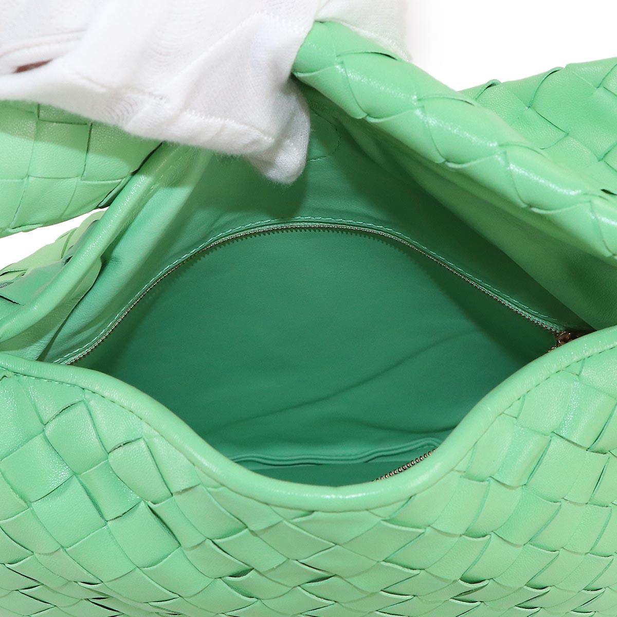 Intrecciato Pop Small Shoulder Bag Leather Green Purse