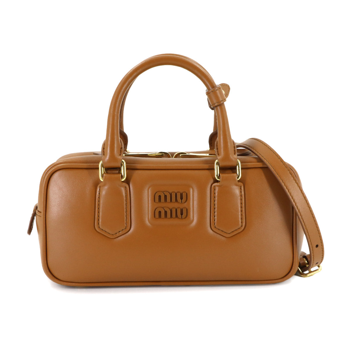 Arcadie Hand Shoulder Bag Lether Cognac Brown 5BB142 Purse