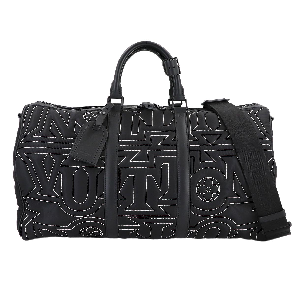 LV Snow Keepall Bandouliere 50 Nylon Leather Black M21428