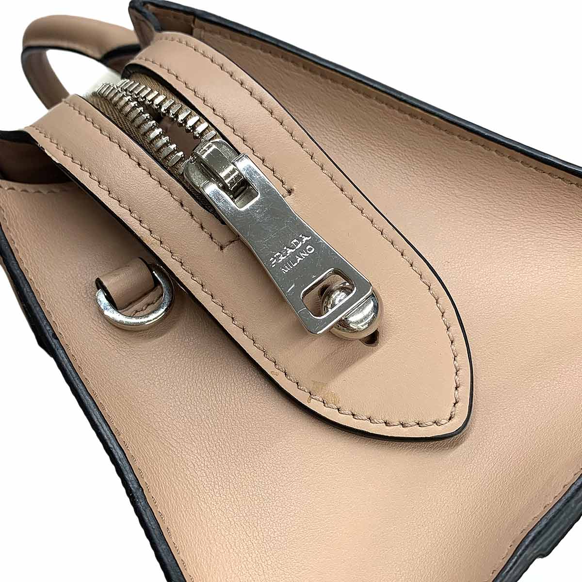 Hand Shoulder Bag Saffiano Leather Beige 1BA269