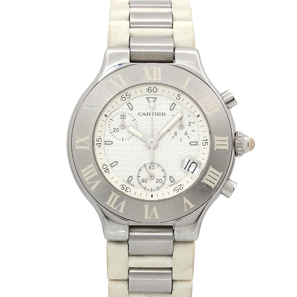 Must 21 Chronoscaph W10184U2 Date Quartz White Dial Mens