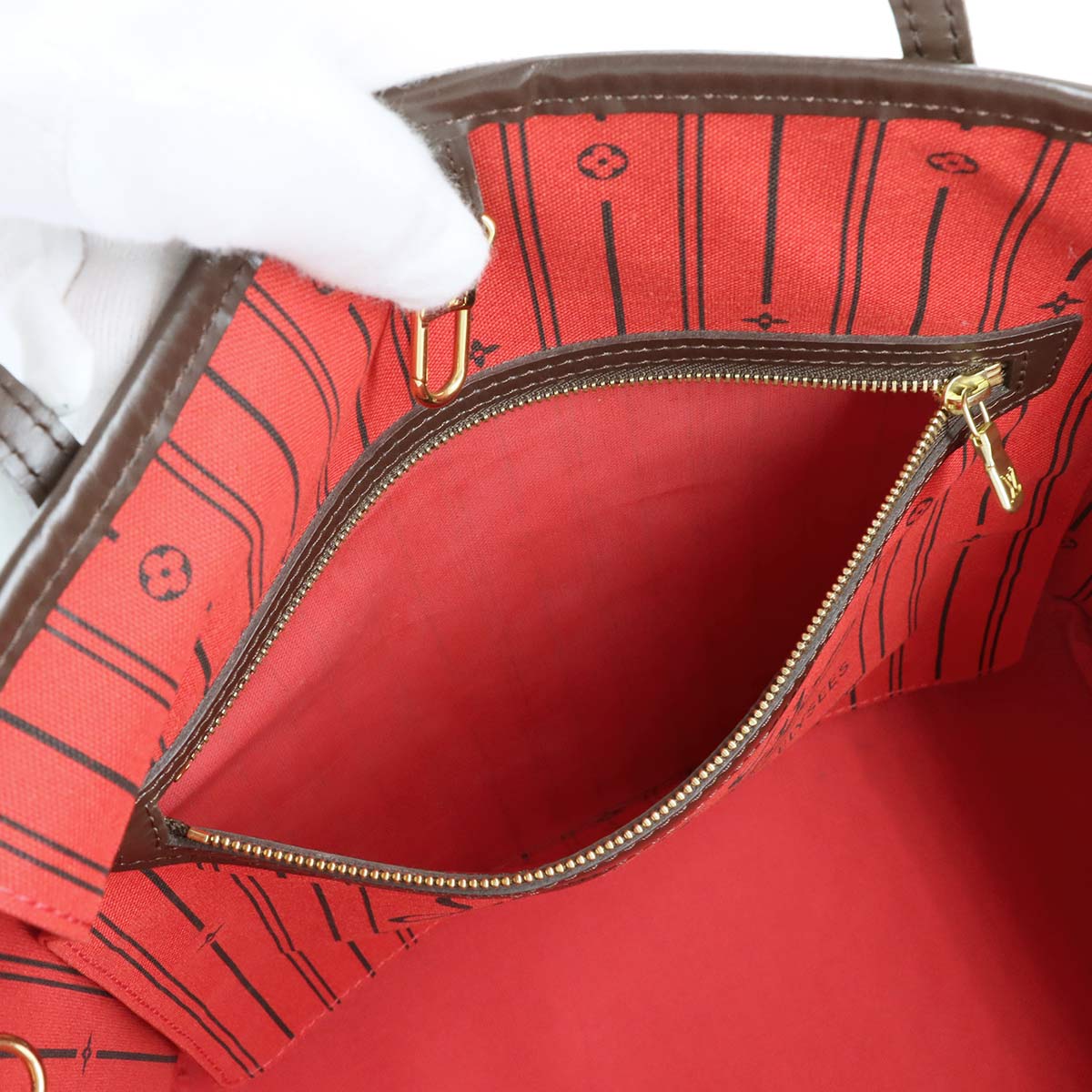 Damier Neverfull MM Tote Bag Ebene Cerise N51105 Purse