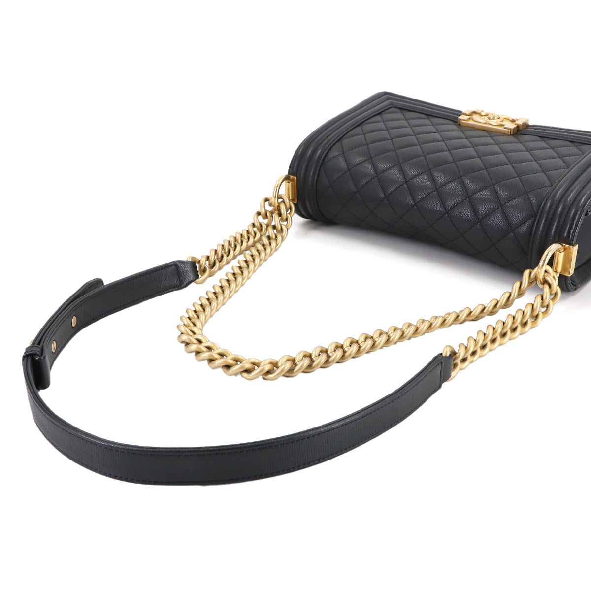 BOY CHANEL Chain Shoulder Bag Leather Black A67086 Purse