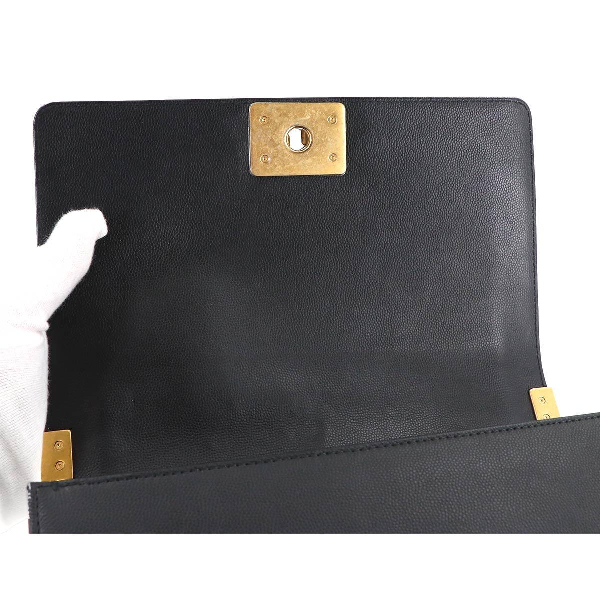 BOY CHANEL Chain Shoulder Bag Leather Black A67086 Purse