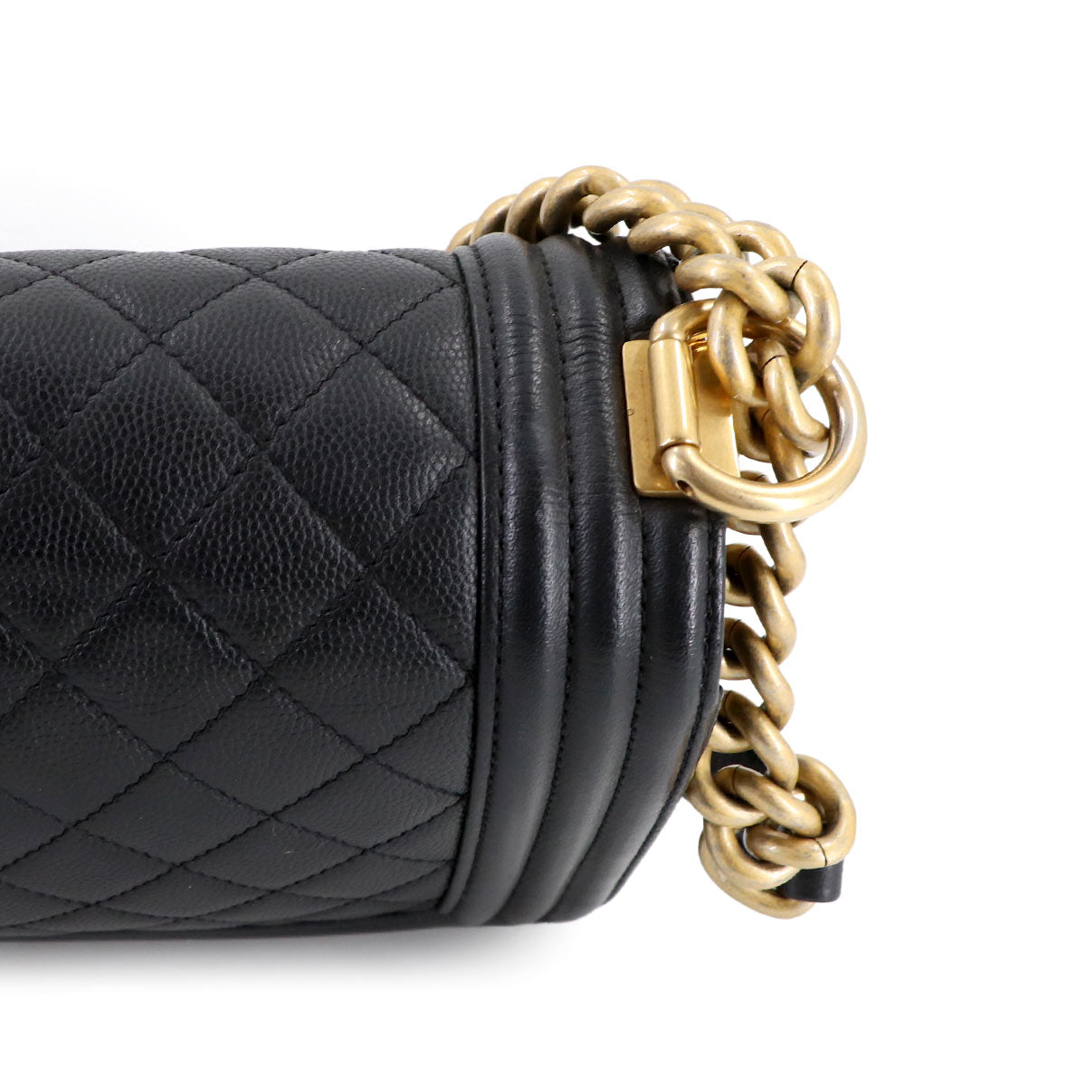 BOY CHANEL Chain Shoulder Bag Leather Black A67086 Purse